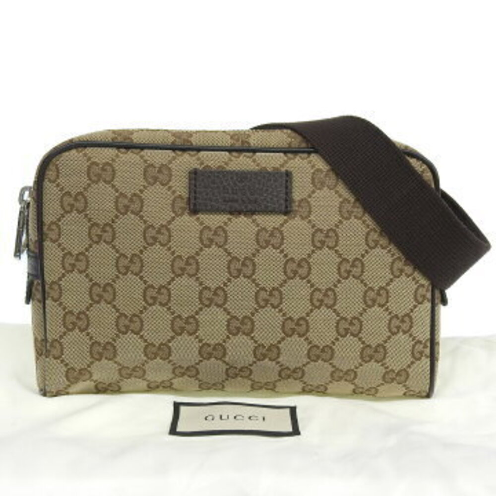 Gucci GG Canvas Body Bum Crossbody Belt Bag Waist Clutch Beige